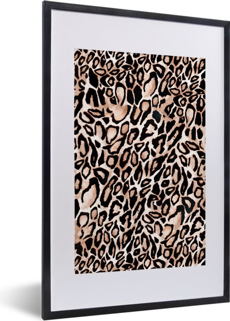 MuchoWow Gerahmtes Poster Pantherdruck - Flecken - Braun - Schwarz 40x60 cm - Poster mit Schwarzem Bilderrahmen Wandposter Rahmen Foto Bilder - P...