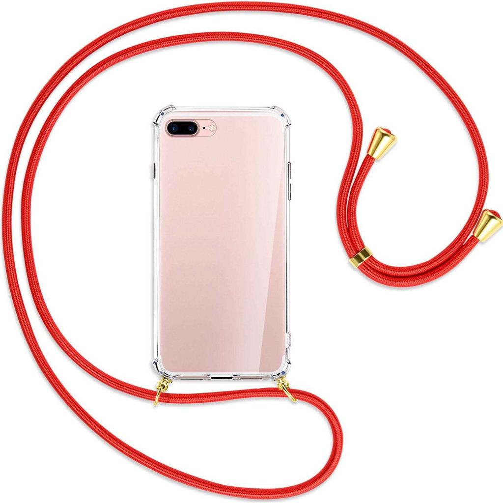 Handykette Backcover-Schutzhülle mit Band (Metall goldfarben) für Apple iPhone 7 Plus / 8 Plus - rot