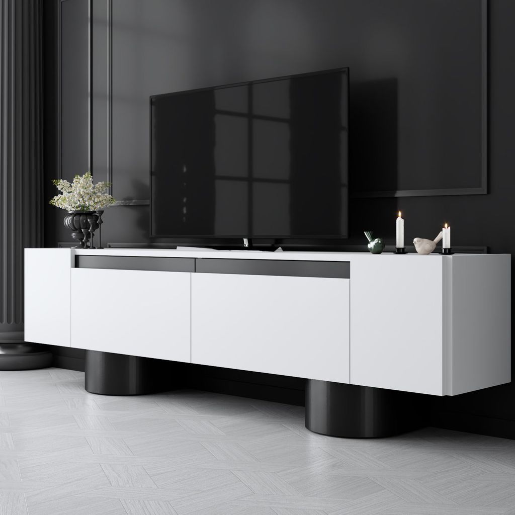 Skye Decor, Bohem - Bílá, Černá, TV stolek, bílý, 100 % Obrázek produktu 