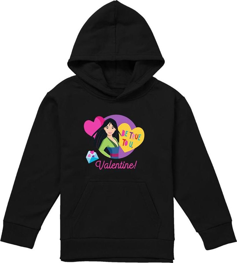 Mulan - "Be True To You" Kapuzenpullover für Kinder, meliert, Valentinstag TV22395 (116) (Schwarz)