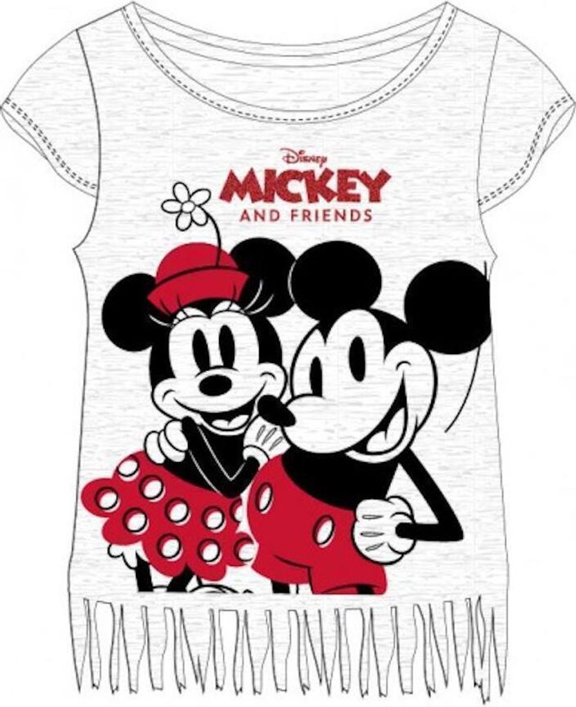 Mickey & Minnie Mouse Kurzarm-Shirt mit Franzen für Mädchen | Leicht & Luftig grau,152