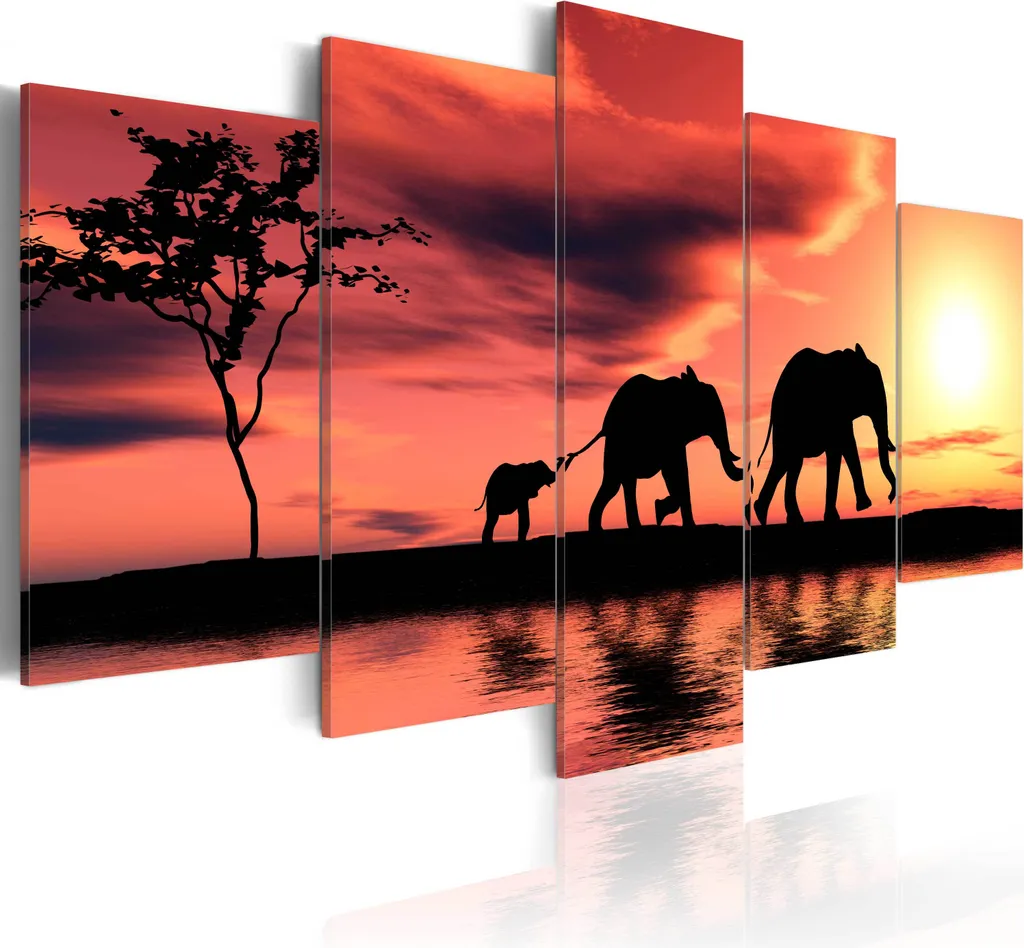 Quadro Etnico Africa Tramonto | Elefante Savana 200x100 cm XXL