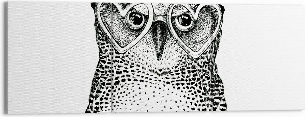 Bild auf Leinwand - Leinwandbild - Mode Design Eule Aquarell - 150x50cm - Wand Bild - Wanddeko - Leinwanddruck - Bilder - Kunstdruck - Wanddekorati...