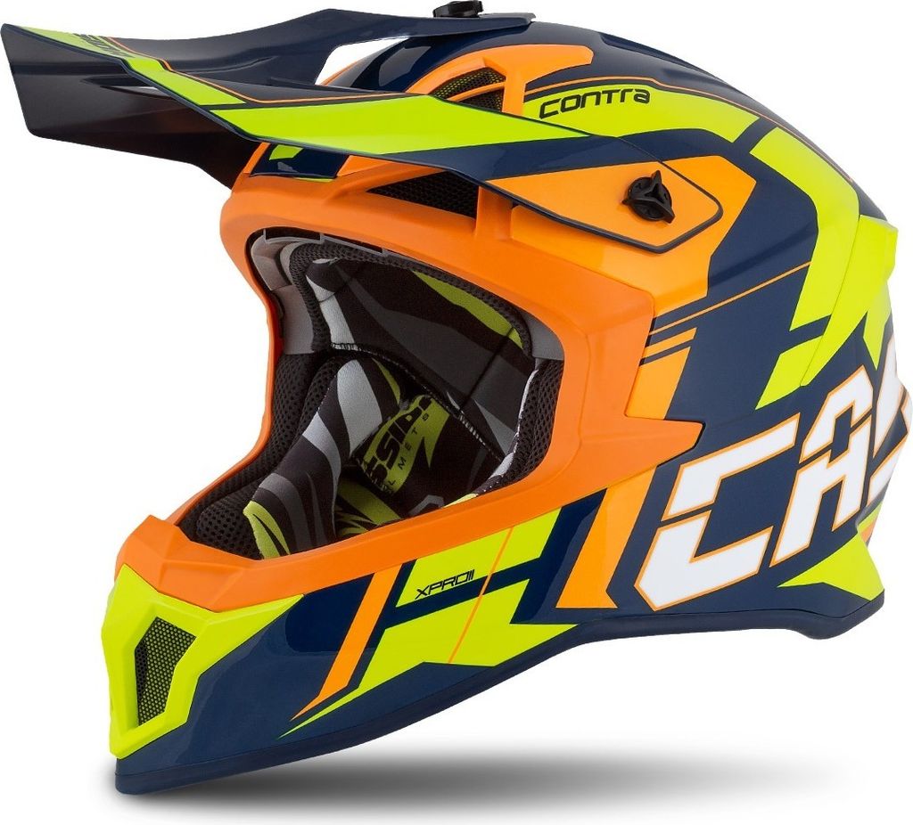 Crosshelm Cassida Cross Pro II Contra gelb floureszierend, orange, blau Crosshelm für Erwachsene Größe M