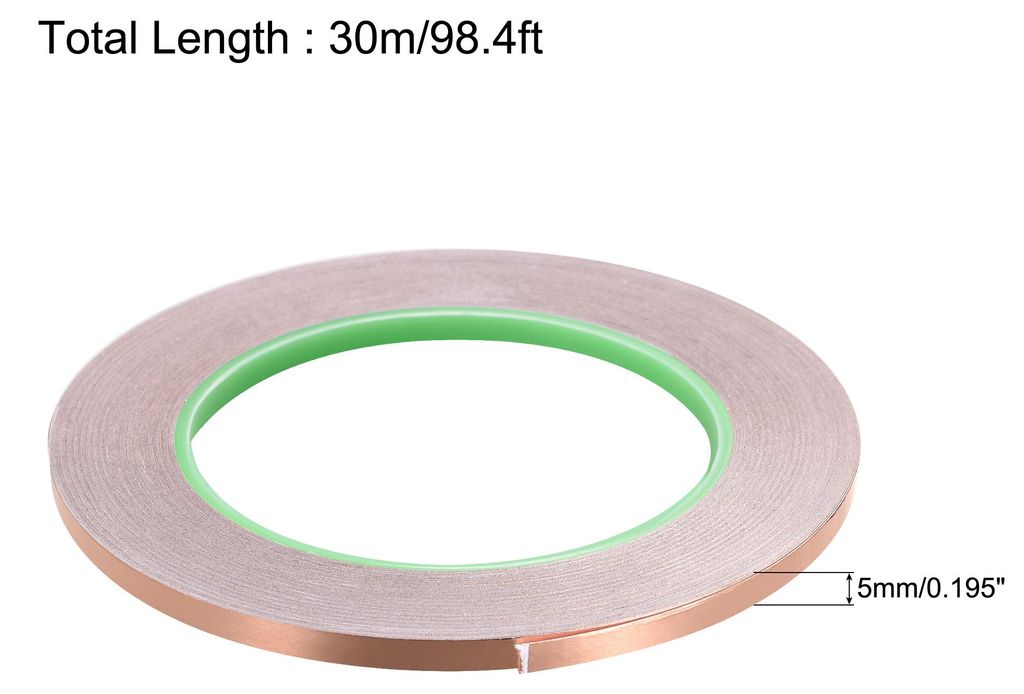 2 Stk. Doppelseitig leitf?hig Klebeband Kupferfolienband 5mmx30m/98.4ft fš¹r Gitarre, EMI Shielding Crafts, elektrische Reparaturen