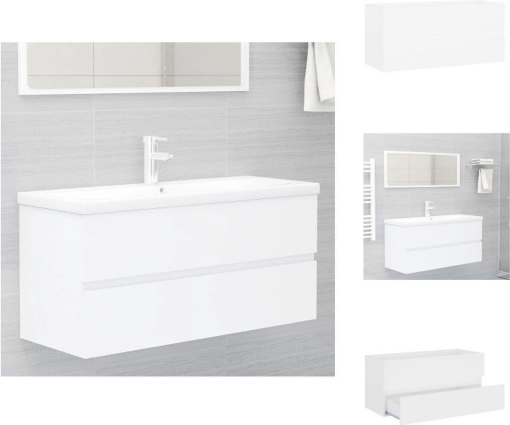 vidaXL Waschbeckenunterschrank Weiß 100x38,5x45 cm Holzwerkstoff - Badezimmermöbel-Sets