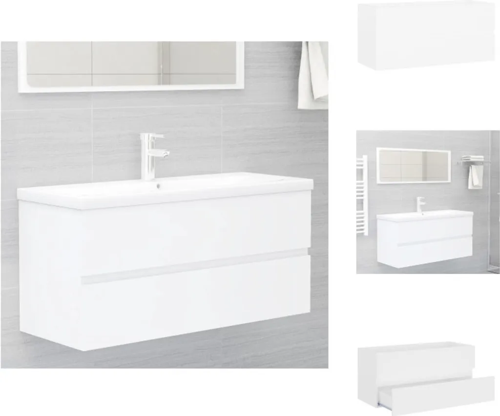 vidaXL Mobiletto Bagno Bianco 100cm in Legno - Stoccaggio Ottimizzato