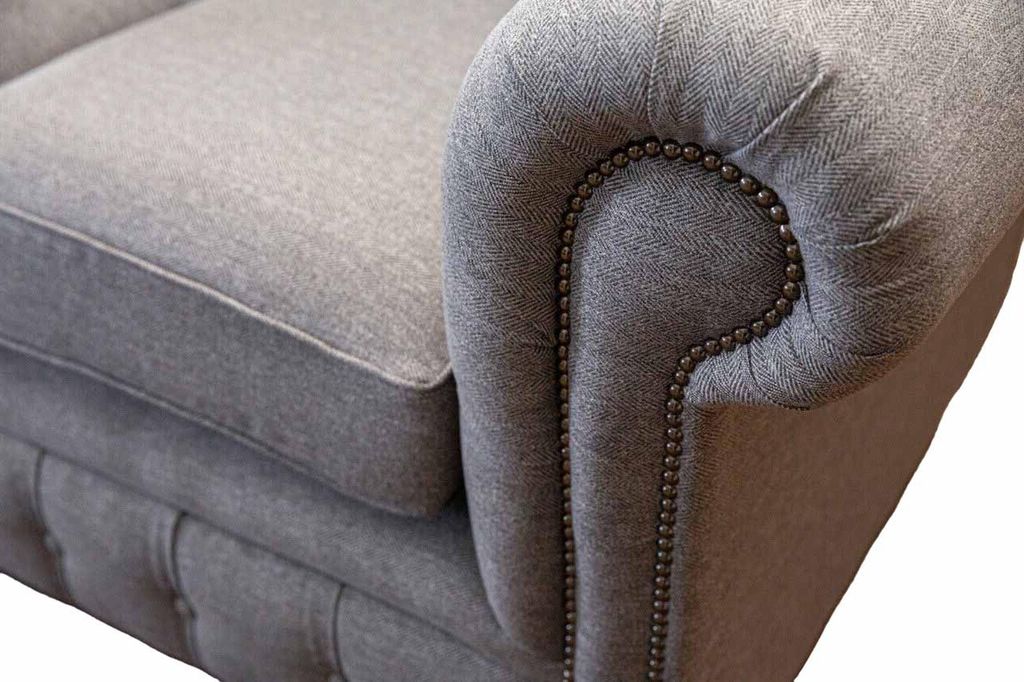 Chesterfield Büro Sitzmöbel Einrichtung Sofa Couch 2 Sitz Textil Graue