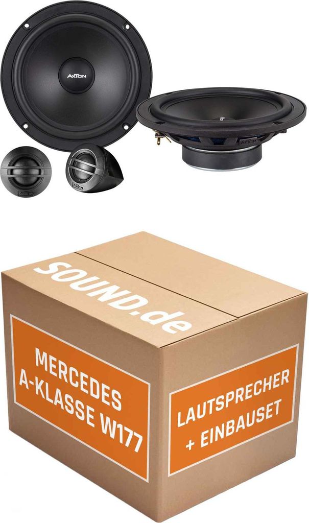 Lautsprecher Boxen Einbaupaket vorne Axton ATC165S passend für Mercedes A-Klasse W 177 | 2x Tief-Mitteltöner 2x Hochtöner 2x Frequenzweiche