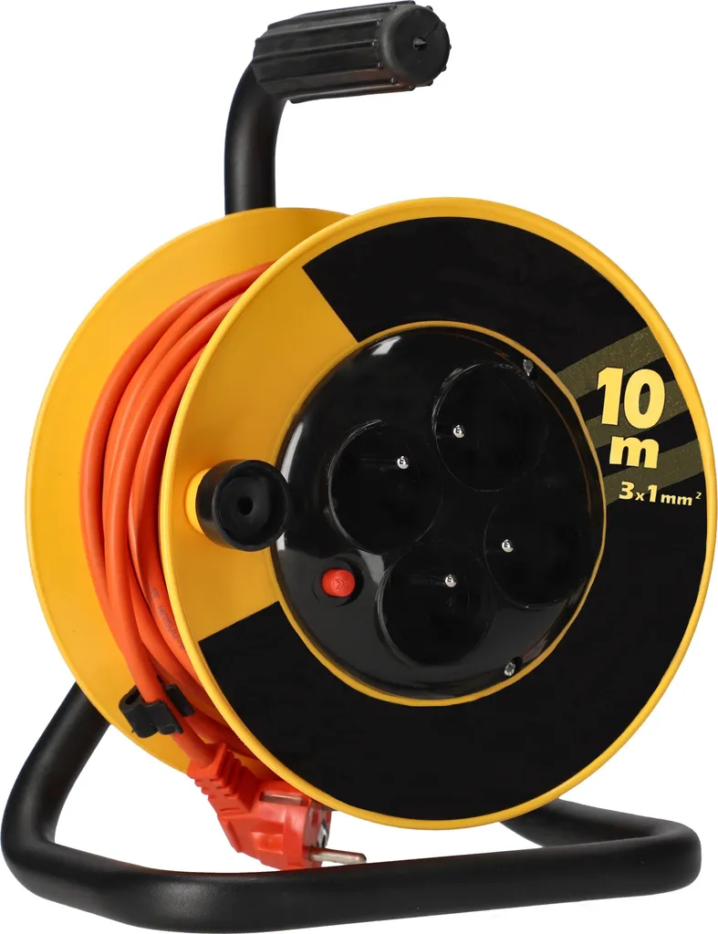 Prolunga Avvolgibile 10m KOTARBAU® 3x1.0mm con 4 Prese Schuko
