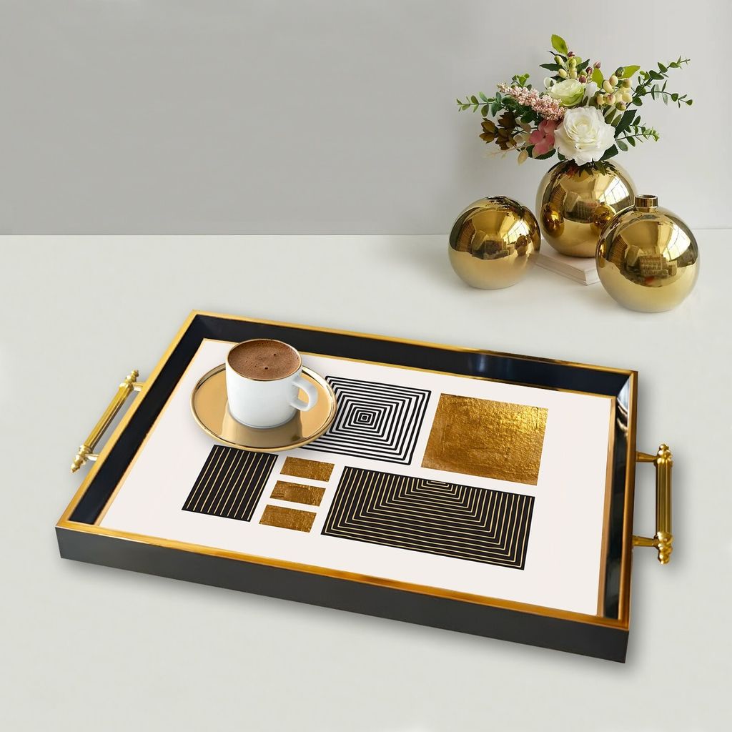 Evila Originals, TPA9877, Tablett, Mehrfarbig, 100 % GLAS, 50 x 29 x 3,5 cm