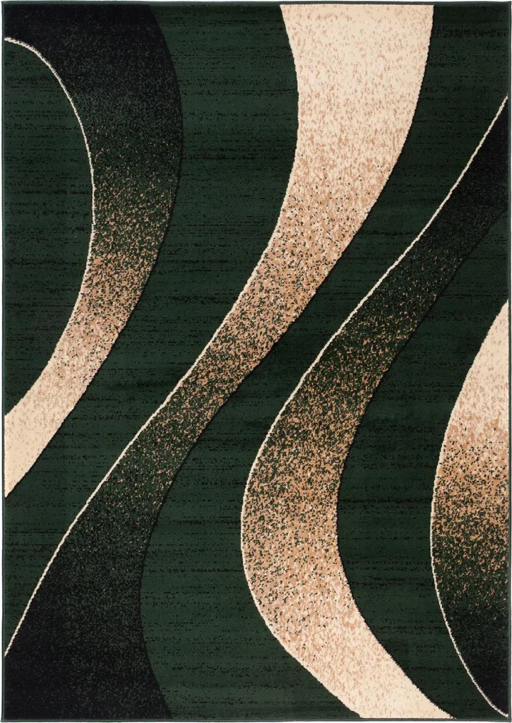 Tapis DREAM Moderne Salon Beige Noir Vert 140x200 cm - Design Abstrait