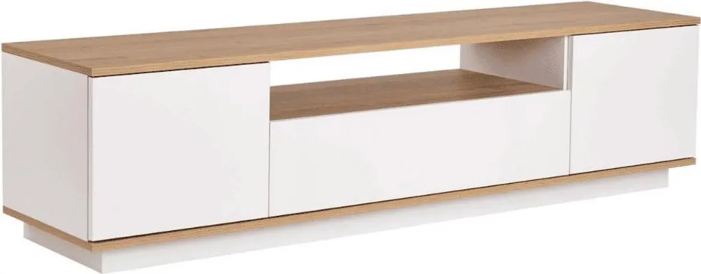 Banc TV Design VERAMONT 180 cm avec Rangements Fermés et Niche Ouverte