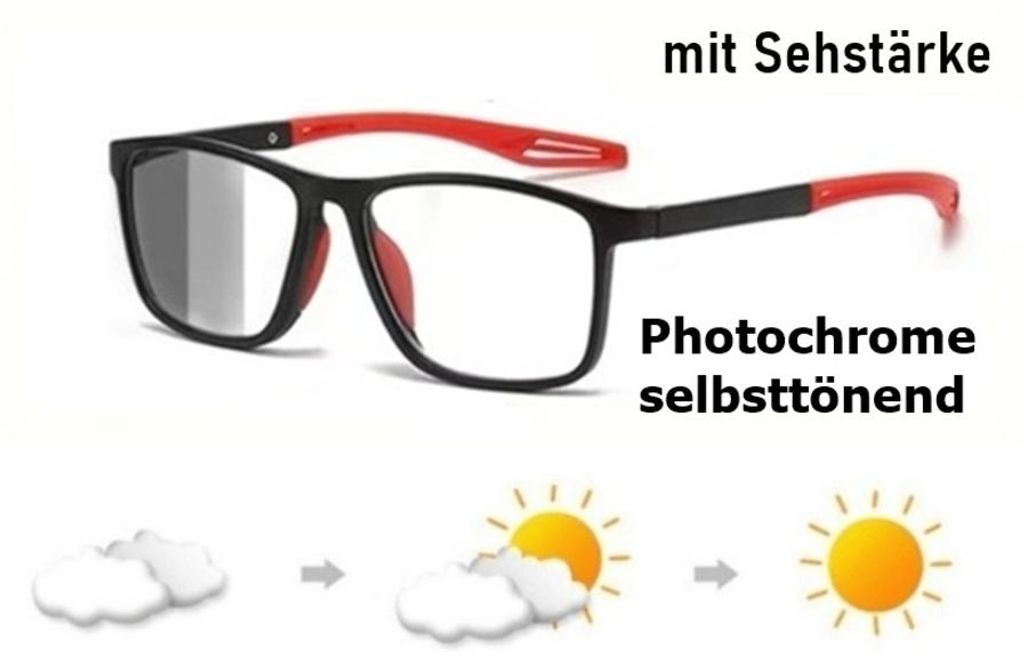 GKA Photochrome Sonnenbrille 2,5 rot schwarz Lesebrille mit Produktbild 