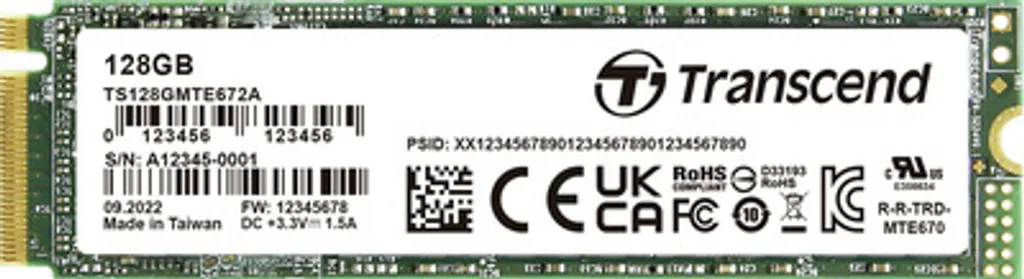 Disque SSD Interne M.2 PCIe 128 Go Transcend TS128GMTE672A-VS1 Rapide