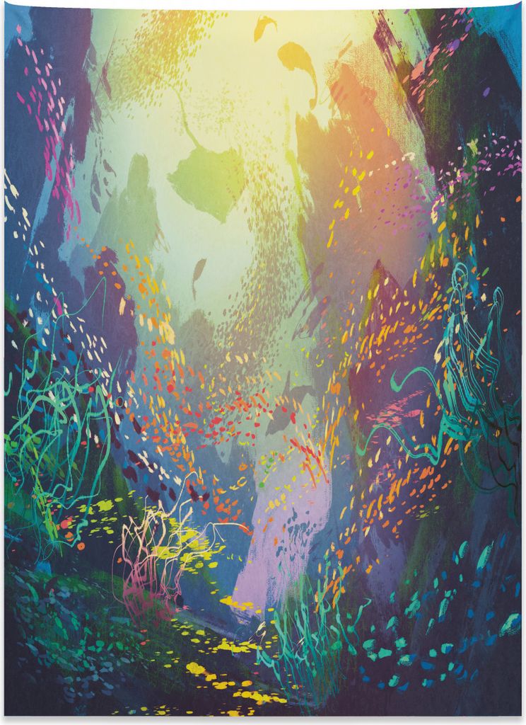 Abakuhaus Ozean Wandteppich, Korallenriff Aquarium Art aus Weiches Mikrofaser Stoff Kein Verblassen Klare Farben Waschbar, 110 x 150 cm, Türkis Ge...