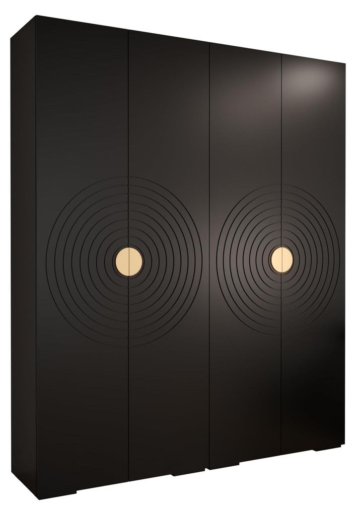 Kryspol - Kleiderschrank Schwarz, 4 Tür, 2 Modul 200x236,7x47cm, Manhattan Ryfel 6