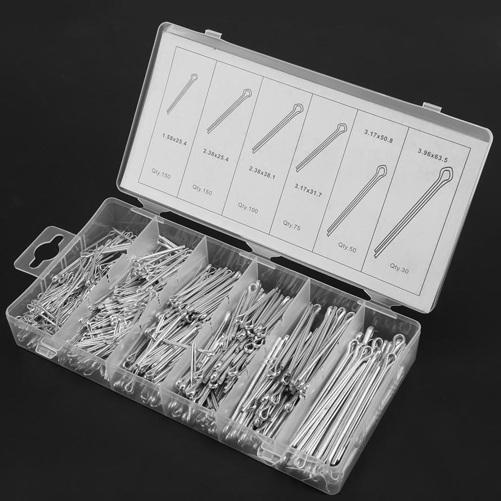 555-teiliges Set Splint-Befestigungsclips für mechanische Anhängerkupplungen und Traktoren mit Koffer