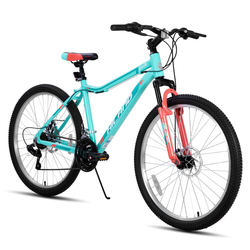 Hiland Damen Mountainbike 26 Zoll, Aluminium Rahmen 18 Gang MTB für Frauen, Damen und Mädchen Mountainbike mit Doppelscheibenbremse Federgabel