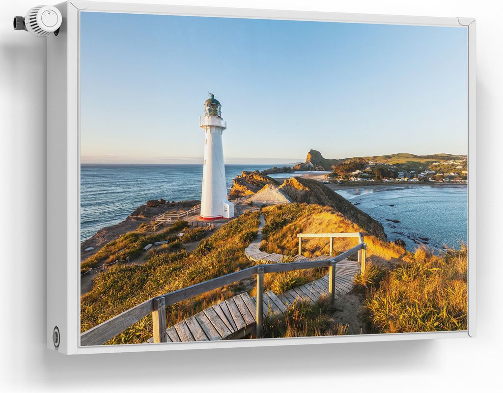 DEQORI Magnetmatte Heizung beschreibbar 80x60 cm 'Leuchtturm Idylle' Magnetfolie