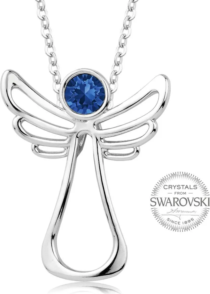 Collana Angelo Custode con Cristallo Blu Scuro - Gioiello Argento 925