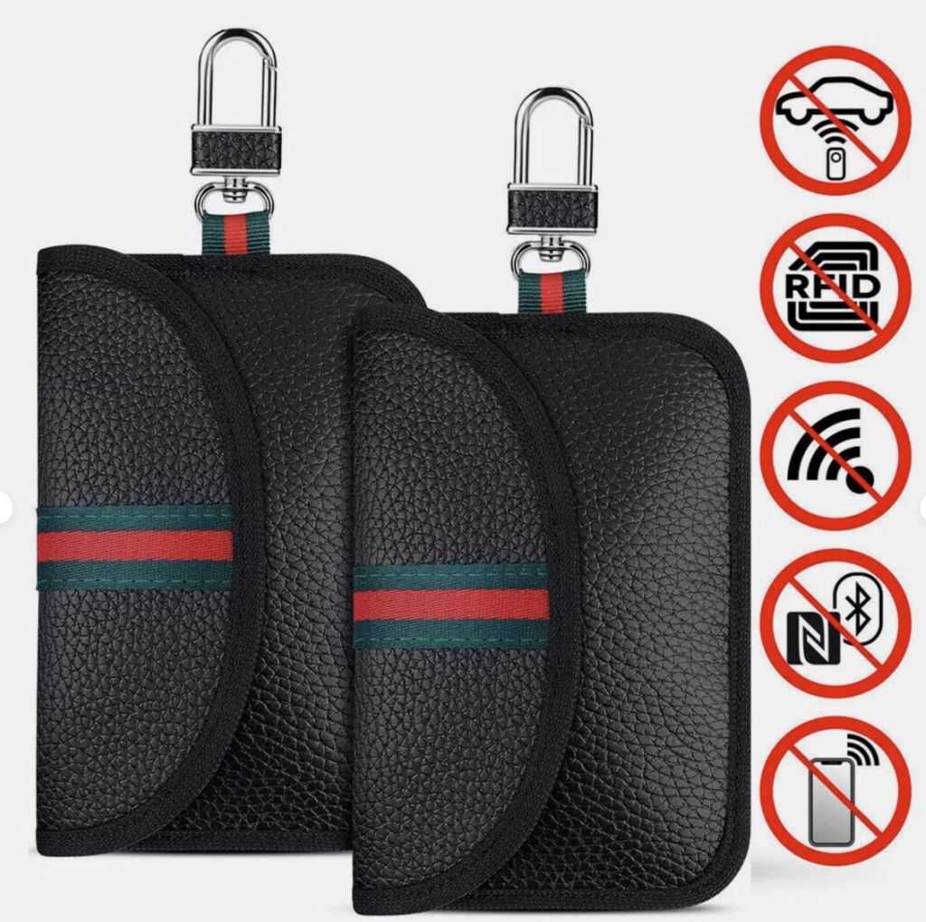 MODFU Schlüsseletui mit Schwarzes aus Leder, Autoschlüssel-Schutztasche, Schlüssel-Schutzbox für Fahrzeuge,Funkabschirmung für Autoschlüssel