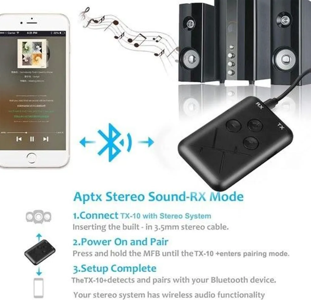 Adaptateur Bluetooth Voiture Jack 3.5mm pour Musique et Appel Stéréo