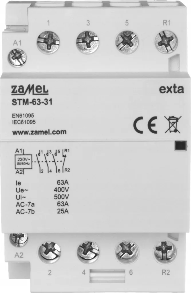 Contattore 230V 63A Professionale STM-63-31 Relè Guida DIN 3NO 1NC