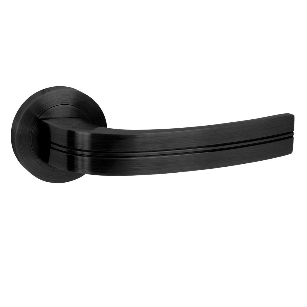 DOMINO | Türgriff Drückergarnitur | Tür-klinke für Zimmertür, Bürotür, Kellertür & Innentür | Türbeschläge aus Aluminium | Schwarz | DEK...