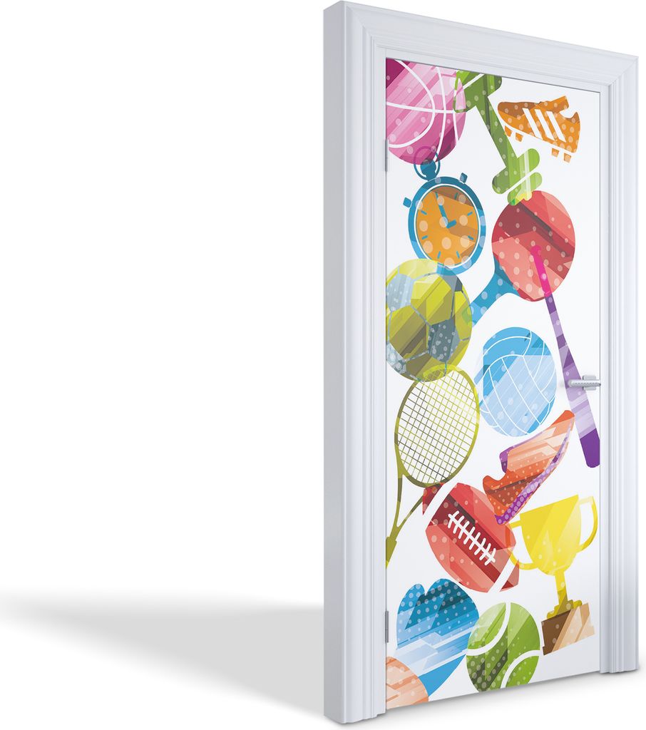 Wandtattoos Türen Selbstklebende Wandsticker Türtapeten - Bunte Sportarten - 95 x 205 cm