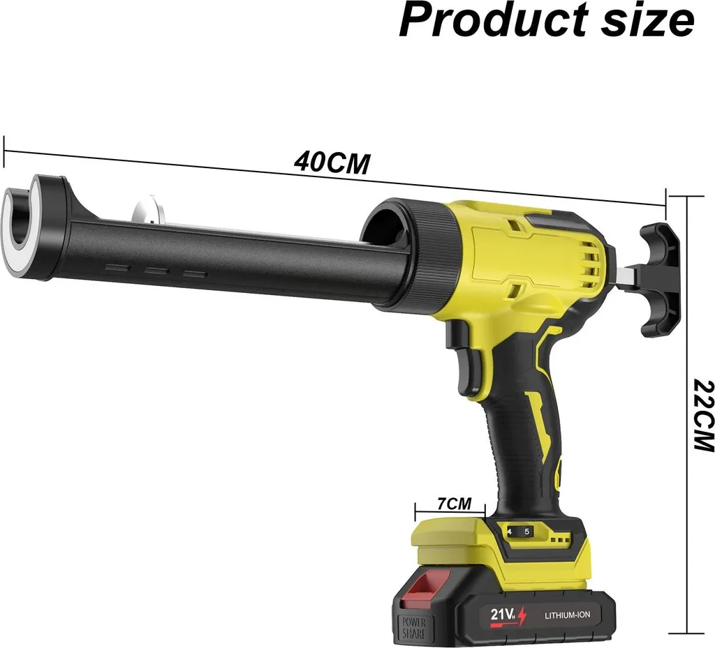 Pistolet à calfeutrer électrique jaune 6 vitesses avec éclairage LED - 2