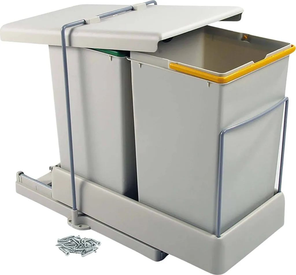 Poubelle encastrable double bac 14 litres pour meuble bas de cuisine