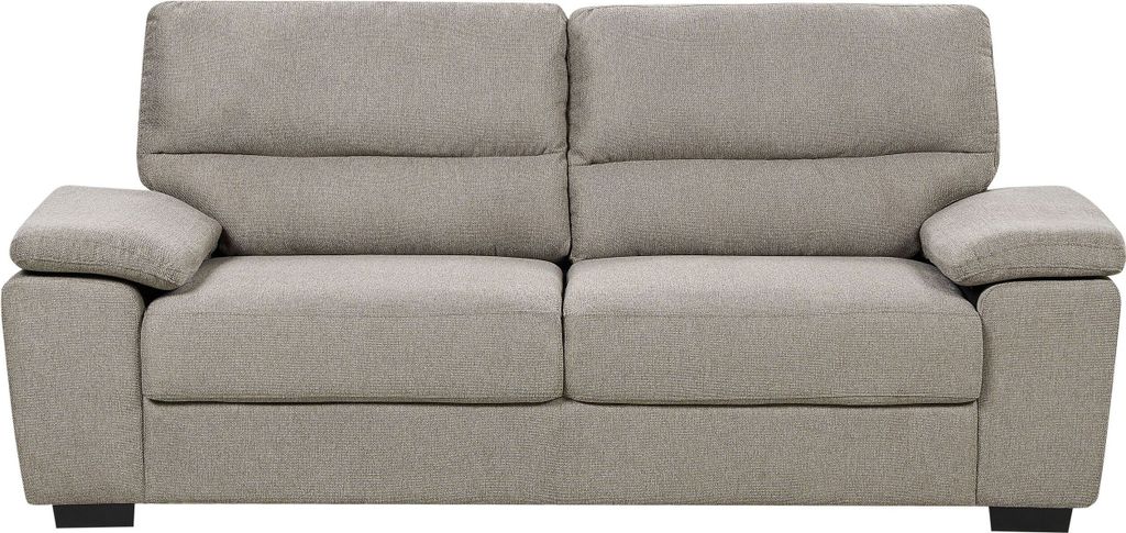 BELIANI 3-Sitzer Sofa Hellbraun Stoffbezug Breite Armlehnen Dicke Sitzkissen Modern Gemütlich Wohnzimmer Büro Sitzmöbel Couch Dreisitzer Polster...