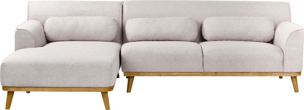 BELIANI Ecksofa Hellgrau Stoffbezug L-förmig 3-Sitzer Sofa mit Chaiselongue Rechtsseitig Wohnzimmermöbel Modern Wohnzimmer Ausstattung Wohnecke