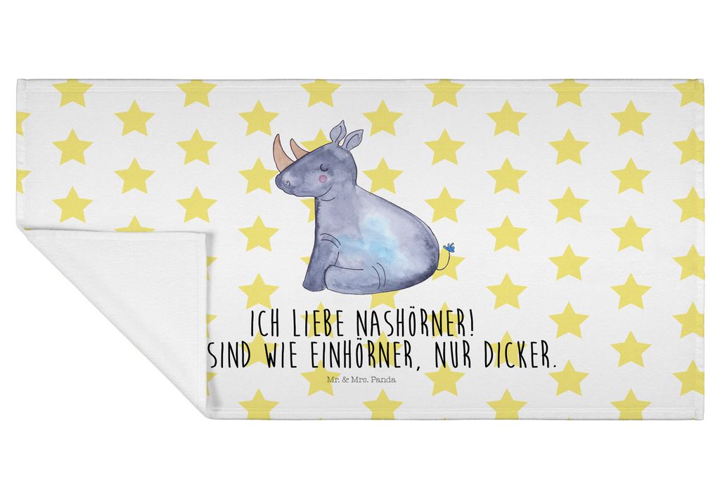 Mr. & Mrs. Panda Handtuch Einhorn Nashorn - Weiß - Geschenk, Lustig, gesichtshandtuch, Unicorn, frottierhandtuch, Regenbogen, Baumwollhandtuch, Fr...