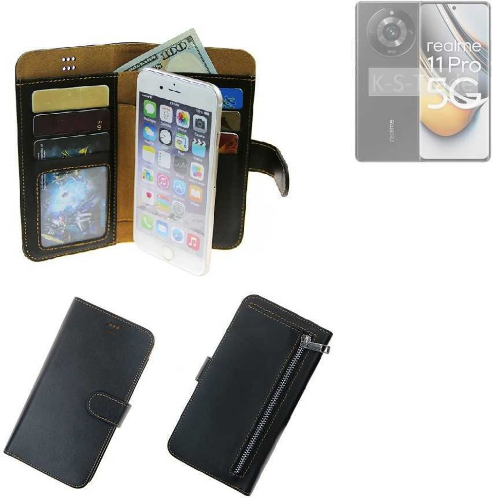 K-S-Trade Schutz Hülle kompatibel mit Realme 11 Pro Klapphülle Case Phone cover Slim Handytasche Handy Hülle schwarz aus Kunstleder (1 Stk)
