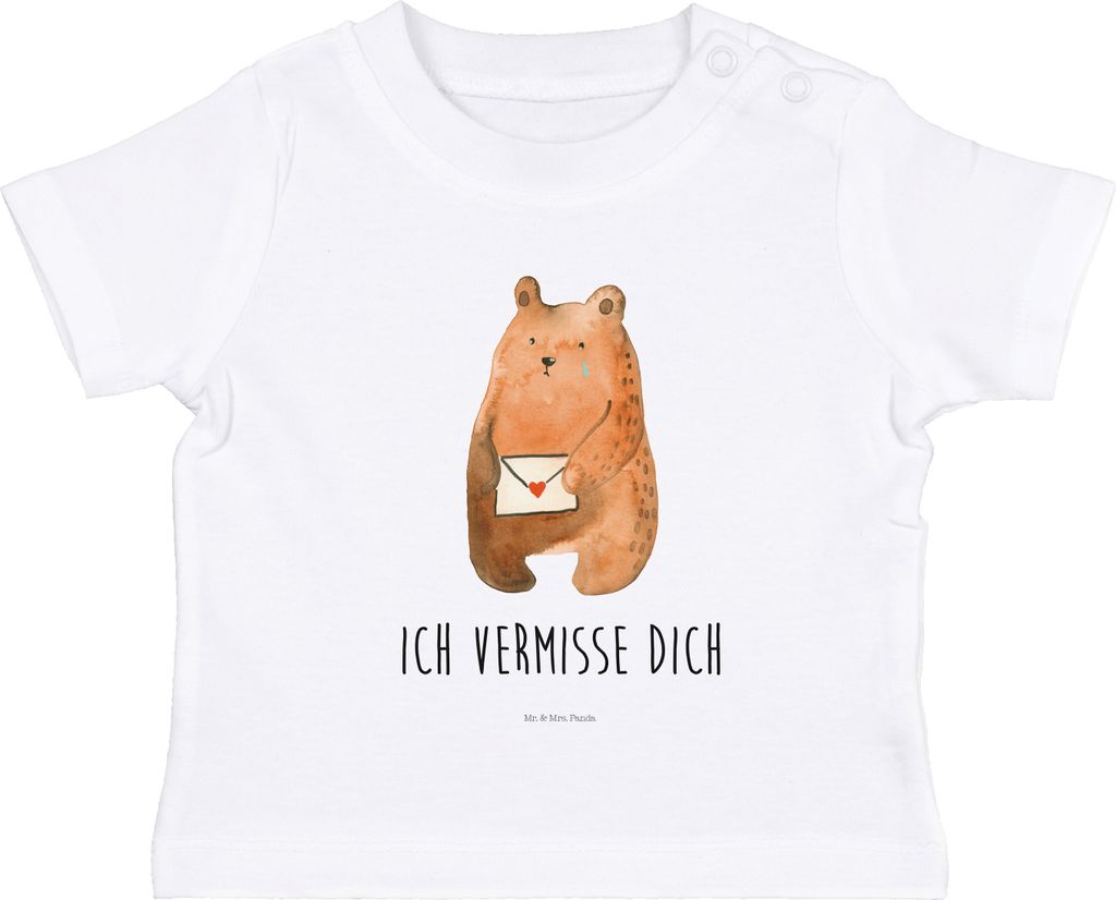 Mr. & Mrs. Panda Babyshirt Bär Liebesbrief 6. - 12. Monat - Weiß - Geschenk, Freundin, Vermissen, Baby Shirt, T-Shirt, Teddy, Freund, Jerseyshirt...