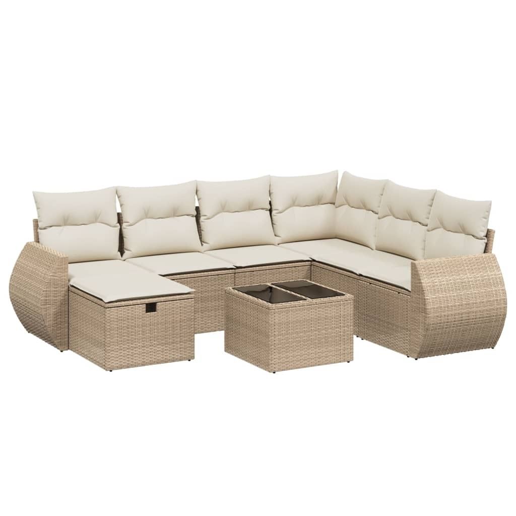 "WINTER SALE" 8-tlg. Garten-Lounge-Set - elegantes Design - Sitzgruppe/Gartengarnitur - mit Kissen Beige Poly Rattan - Terassenmöbel NeuMöbel735316