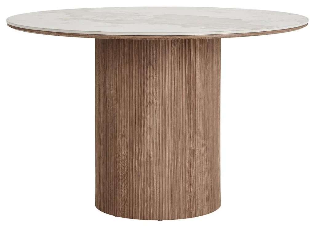 Table de repas 4 places Lysa Lisa Design décor marbre blanc et bois