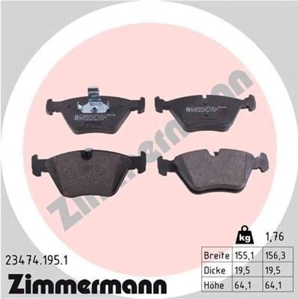 Plaquettes de frein haute endurance Zimmermann 23474.195.1 pour BMW E46
