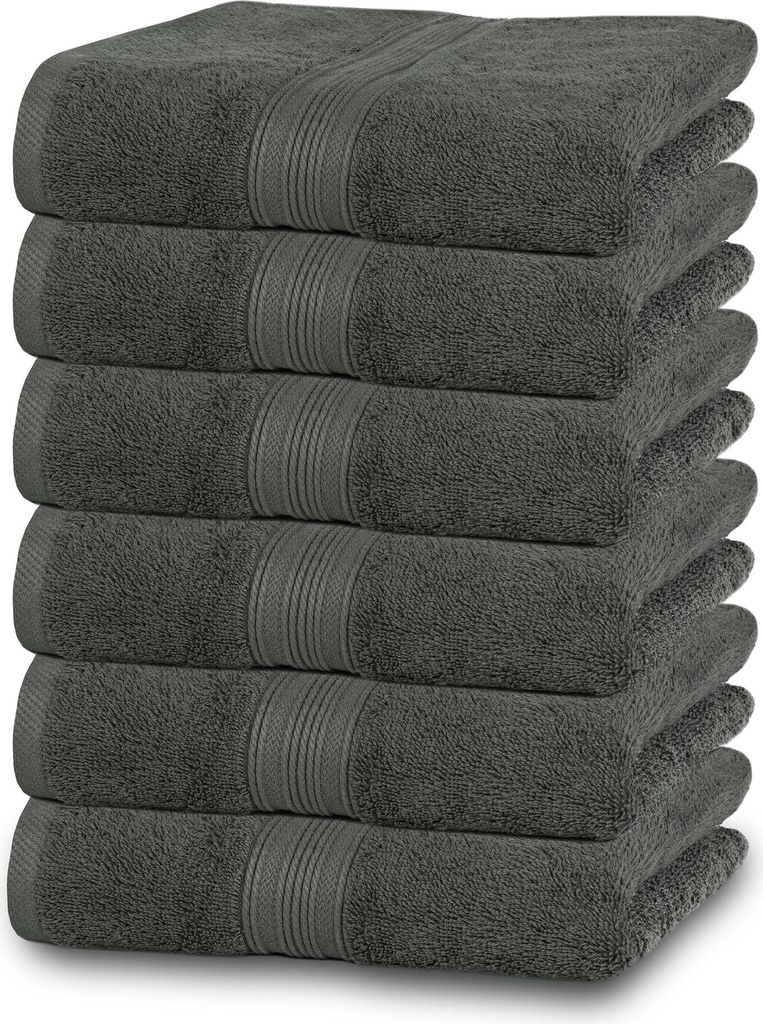 6-tlg. Handtuch-Set aus Baumwolle, 50x100 cm, grau Produktbild 