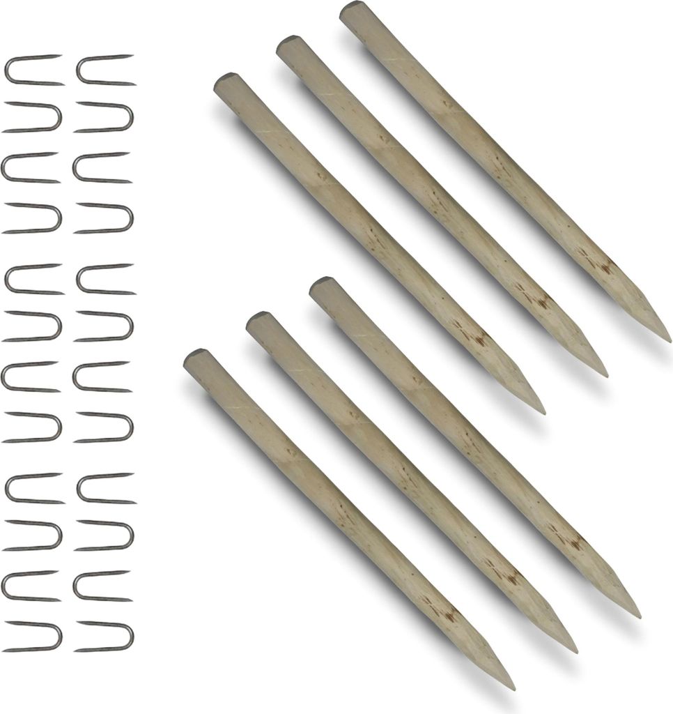 Floranica 6 x Zaunpfosten aus Haselnuss Höhe 150 cm Holzpfosten für Staketenzaun Kastanienzaun Holzpfähle Baumstütze Baumpfahl Stützpfosten