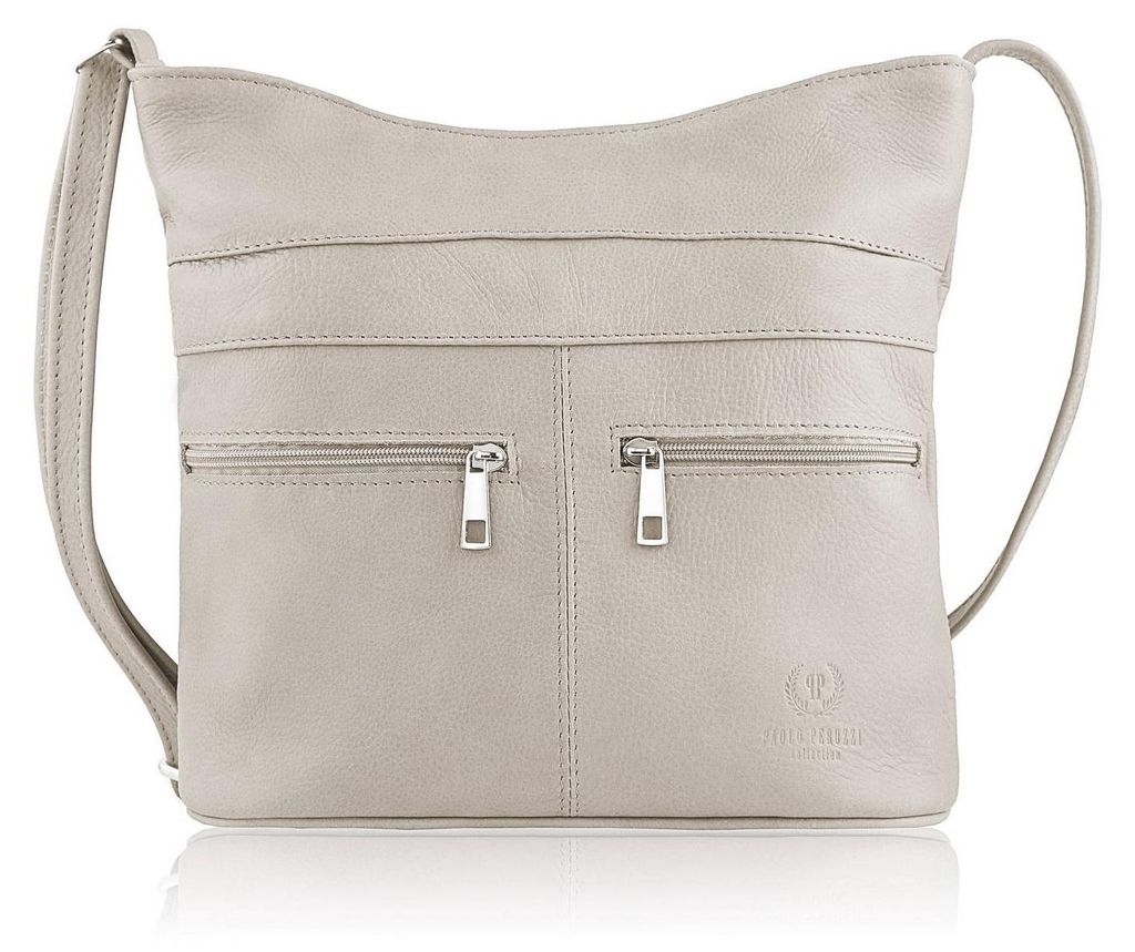 Damen Lederhandtasche Postbag grau Paolo Peruzzi Z-53-GR