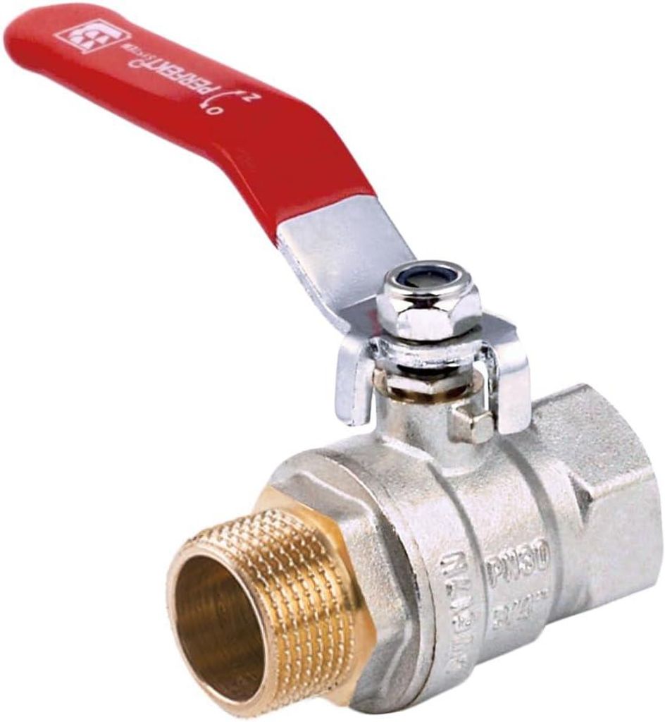 Kugelhahn 3/4" AG IG Kugelventil Wasserventil | Aussengewinde | 30 bar | PHA-003 Hochwertiges Perfekt System | Roter Griff | Hebelgriff | Wassersystem
