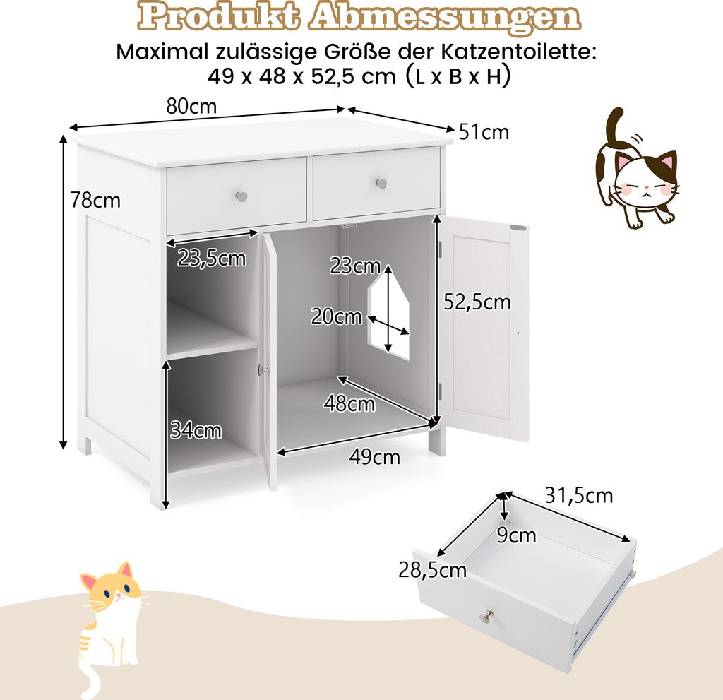 COSTWAY Katzenschrank für Katzentoilette, Katzenklo Produktbild 3