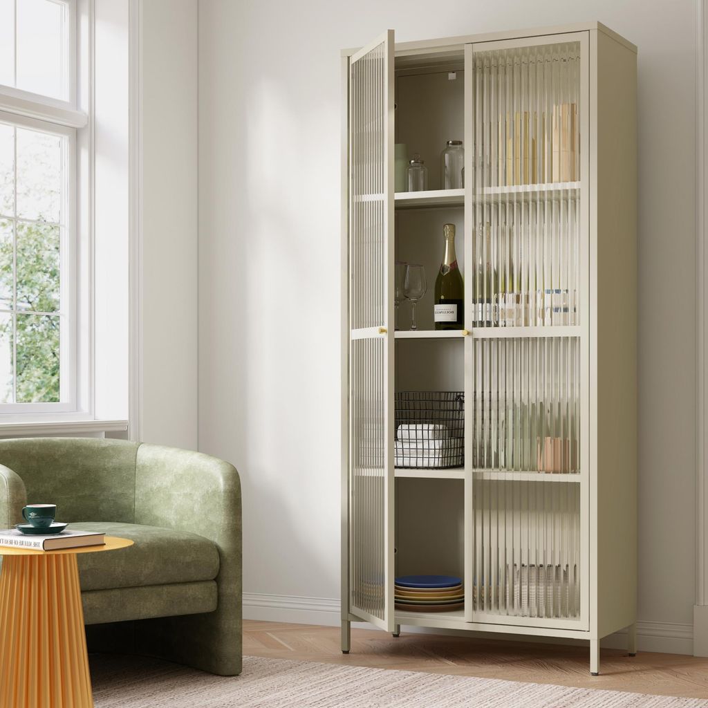 Vitrinekast 'Säkylä' met 2 deuren, staal, 180 x 80 x 35 cm, Productafbeelding 