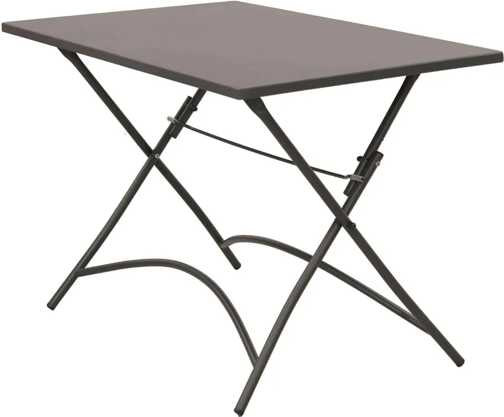 Table de jardin rectangulaire escamotable 110x70 cm en acier gris foncé