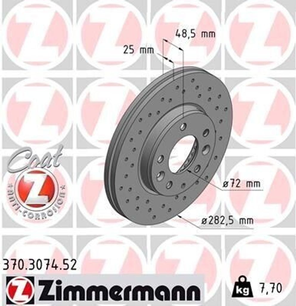ZIMMERMANN 370.3074.52 - Bremsscheibe für 6 (G)