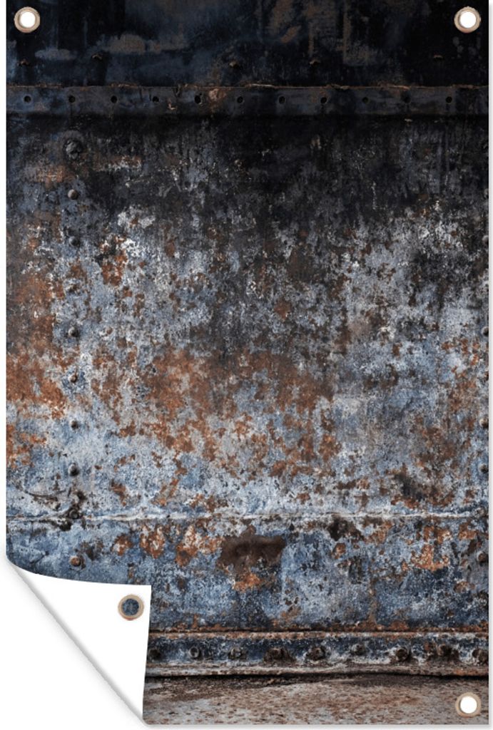 MuchoWow 60x90 cm Outdoor-Poster Gartendeko Sichtschutz Garten Poster für den Garten Eisen - Vintage - Rost - Grau - Braun - Abstrakt