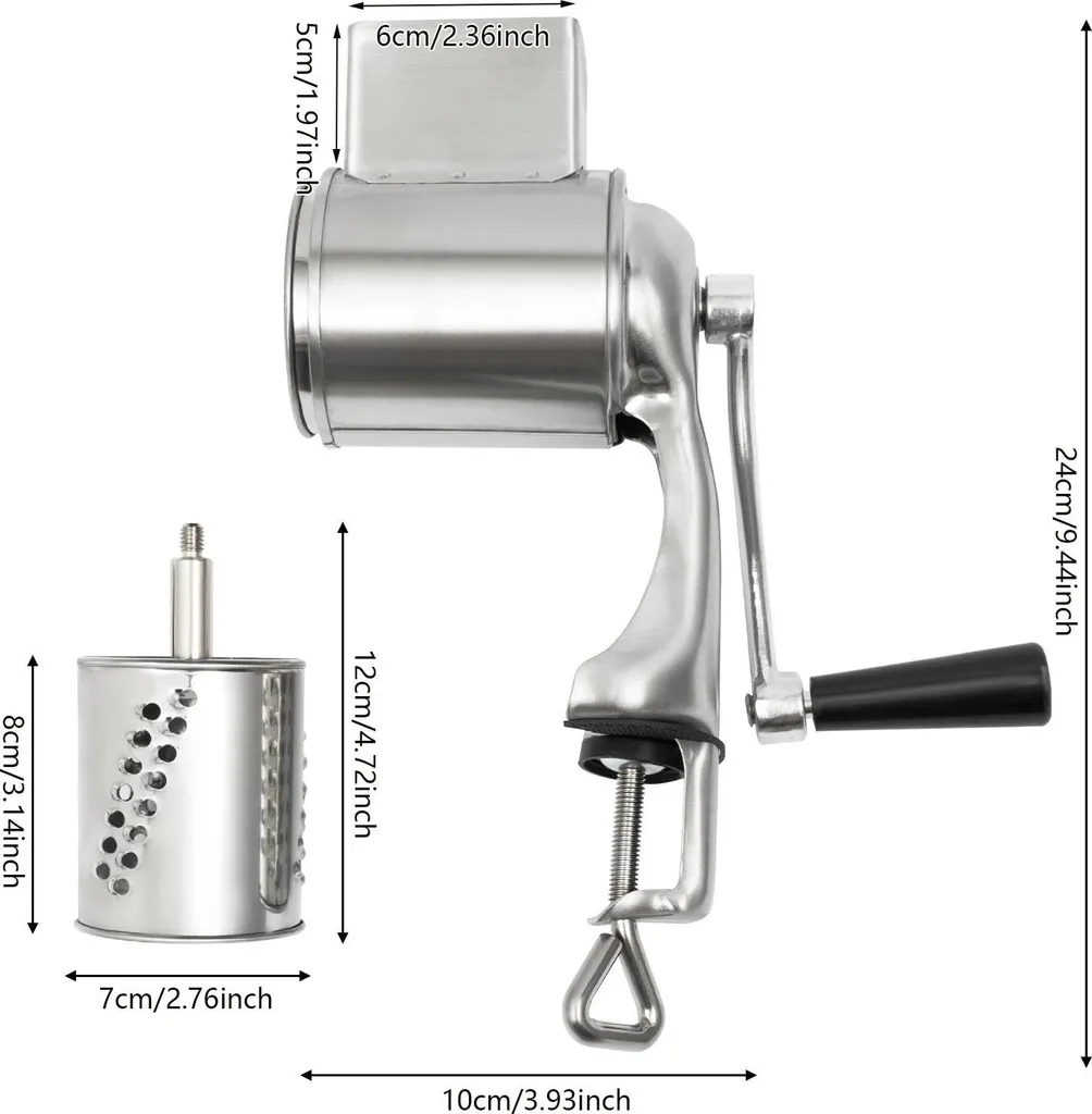 Grattugia Rotante Professionale 5 Lame Inox Argento per Formaggio e Verdure - 4